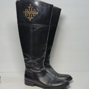 Tory Burch Kernan tall black Patterned boots women's size 6.5